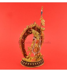 Handcrafted 8" Vajrayogini Dakini Partly Gold Gilded Copper Statue From Patan, Nepal