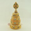 Hand Carved Tibetan Buddhist 5" Gold and Silver Plated Mandala Set Patan Nepal