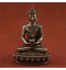 Oxidized Copper Alloy 7.25" Amitabha/Amida Opame Buddha Statue from Patan, Nepal