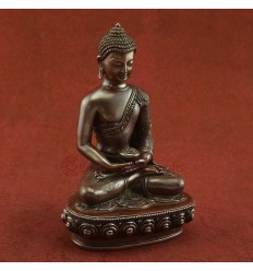 Oxidized Copper Alloy 7.25" Amitabha/Amida Opame Buddha Statue from Patan, Nepal