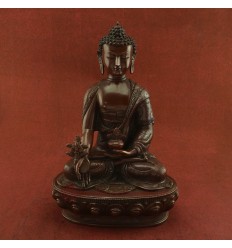 Oxidized Copper Alloy 13" Medicine Buddha / Sangye Menla Statue from Patan, Nepal