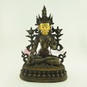 Fine Quality 13.25" White Tara  / Dolkar Silver Plated Oxidized Copper Alloy Statue Patan, Nepal