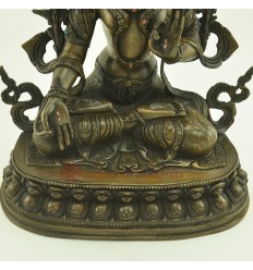 Fine Quality 13.25" White Tara  / Dolkar Silver Plated Oxidized Copper Alloy Statue Patan, Nepal