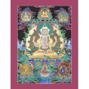 42.75" x 31.75" Chenrezig Thangka Painting