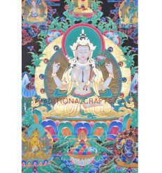 42.75" x 31.75" Chenrezig Thangka Painting