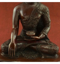 Oxidized Copper Alloy 11" Shakyamuni Buddha / Sangye Tomba Statue from Patan, Nepal