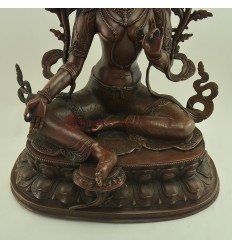 Hand Carved Fine Quality 18.5" Green Tara / Dolma S Copper Statue from Patan, Nepal