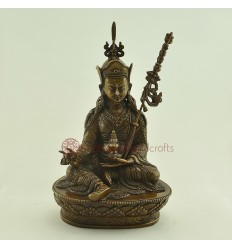 Finely Hand Carved 9" Guru Rinpoche Oxidized Copper Alloy Statue from Patan Nepal