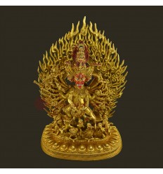 Fine Quality Tibet 11.5" Megh Sambara Gold Gilded Copper Statue from Patan Nepal