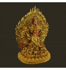 Fine Quality Tibet 11.5" Megh Sambara Gold Gilded Copper Statue from Patan Nepal