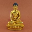 7.5" Shakyamuni Buddha / Tomba Gold Gilded Face Painted Copper Statue From Patan Nepal