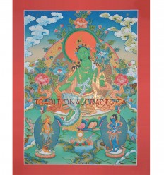 32"x24" Green Tara Thangka