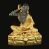 Hand Carved 8" Guru Milarepa Copper Alloy with Gold Plated and Crystal Statue Patan, Nepal