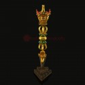 Gold Plated Copper Alloy Decorated with Coral and Turquoise Stones 18" Phurwa Set