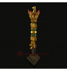 Gold Plated Copper Alloy Decorated with Coral and Turquoise Stones 18" Phurwa Set