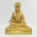 Fine Quality Gold Gilded Face Painted Carved  8.5" Guru Gampopa Copper Statue From Patan, Nepal.