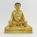 Fine Quality Gold Gilded Face Painted Hand Carved  7.5" Guru Marpa Copper Statue From Patan Nepal.