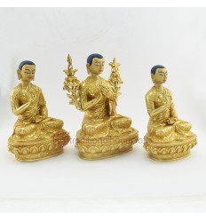 Hand Carved Fine Quality 8.5” Guru Tsongkhapa Copper Statues Set Patan, Nepal