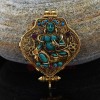 Gold Plated Green Tara & Chenrezig Silver Ghau / Pendant / Prayer Box