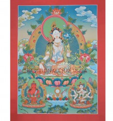 32" x 24" White Tara Thangka Painting