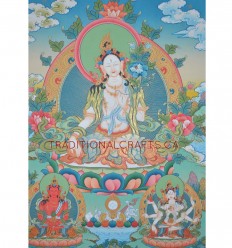 32" x 24" White Tara Thangka Painting