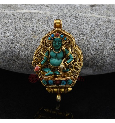 Gold Plated Yellow Jambhala Silver Ghau / Pendant / Prayer Box