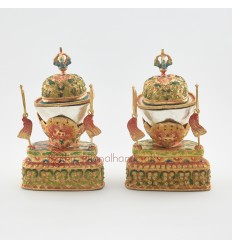 Fine Hand carved Tibetan Buddhist 7" Kapala Set