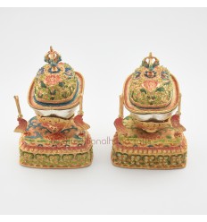 Fine Hand carved Tibetan Buddhist 7" Kapala Set