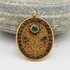  Gold Plated Silver Kamal - Lotus Flower Silver Pendant from Patan, Nepal.