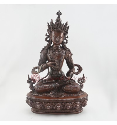 Oxidized Copper Alloy 14.5" Vajrasattva Statue From Patan, Nepal