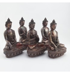 Fine Quality 8.5” Dhyani Buddha or Pancha Buddha Statues Set