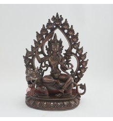 Fine Quality 10.25" Manjushri on Lion Statue From Patan,Nepal.