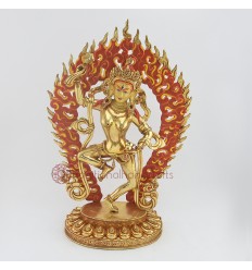 Hand Carved Gold15" Magic Labdron Statue copper statue From Patan, Nepal.