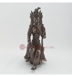 Hand made  10" White Tara Dholkar Statue From Patan, Nepal.