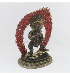  Hand Carved 11" Black Dzambhala Statue Copper Statue From Patan, Nepal