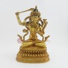 Fine Quality 10" Manjushri / Jameplyang Statue Fully Gold Gilded with Antique Finish and Hand Painted - Face from Patan, Nepal