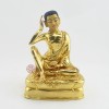 Finely Hand Carved Gold Gilded with Face Painted Hand Carved 7.25" Guru Milarepa Copper Statue