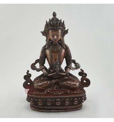 Finely Hand Made 9.5" Aparmita / Amitayus Statue Oxidized Copper Alloy Statue Patan, Nepal