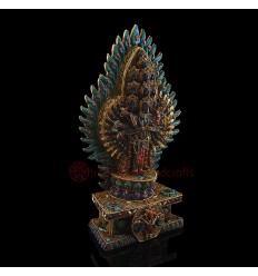 Electro Gold Plated Copper Alloy with Siko Design 15" 1000 Armed Avalokiteshvara / Chenrezig Statue