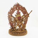 Hand Made 24 Karat Gold Gilded and Hand Painted Face 13.5" Chakrasamvara Statue