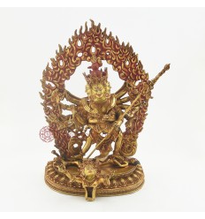 Hand Made 24 Karat Gold Gilded and Hand Painted Face 13.5" Chakrasamvara Statue