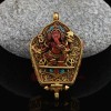 Fine Quality Gold Plated Silver Turquoise Coral Stones Ganesha Ghau Gau Prayer Box Pendant from Patan, Nepal