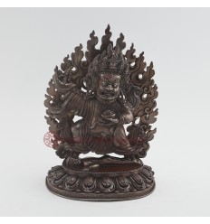  Hand Carved 8.75" Bernagchen Mahakala Statue Copper Statue From Patan, Nepal