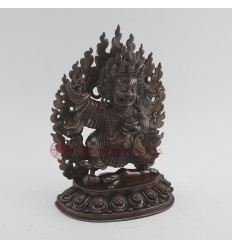  Hand Carved 9" Bernagchen Mahakala Statue Copper Statue From Patan, Nepal