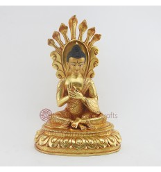 Hand carved Gold Gilded 11" Nagarjun Budddha Statue