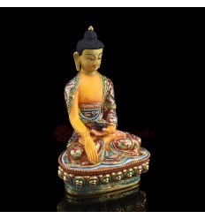 Hand carved Gold Gilded 8.5" Shakyamuni Buddha Tomba Statue