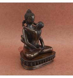 Hand Made Oxidized Copper Alloy 8.5" Samantabhadra / Buddha Shakti Statue