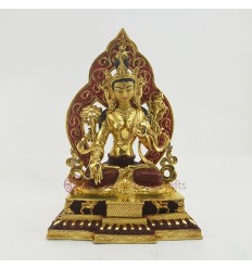 Hand Made Copper Alloy with Partly Gold Gilded 10" White Tara / Dolkar Statue