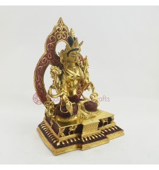 Hand Made Copper Alloy with Partly Gold Gilded 10" White Tara / Dolkar Statue