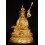 Fine Quality Gold Gilded with Face Painted Hand Carved 8.5" Guru Rinpoche Copper Statue